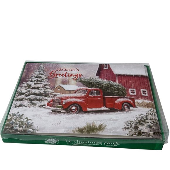 Holiday Truck with Tree Christmas Cards 12 Cards w/ Envelopes 5x7" - Picture 6 of 8